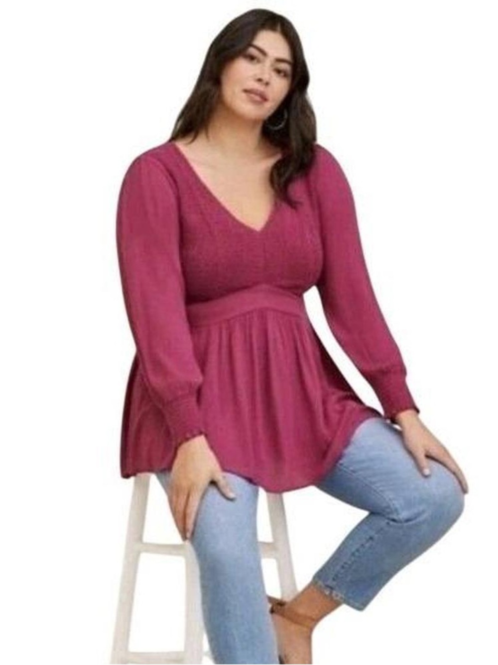 Torrid Smocked long sleeve  Blouse Size 3X